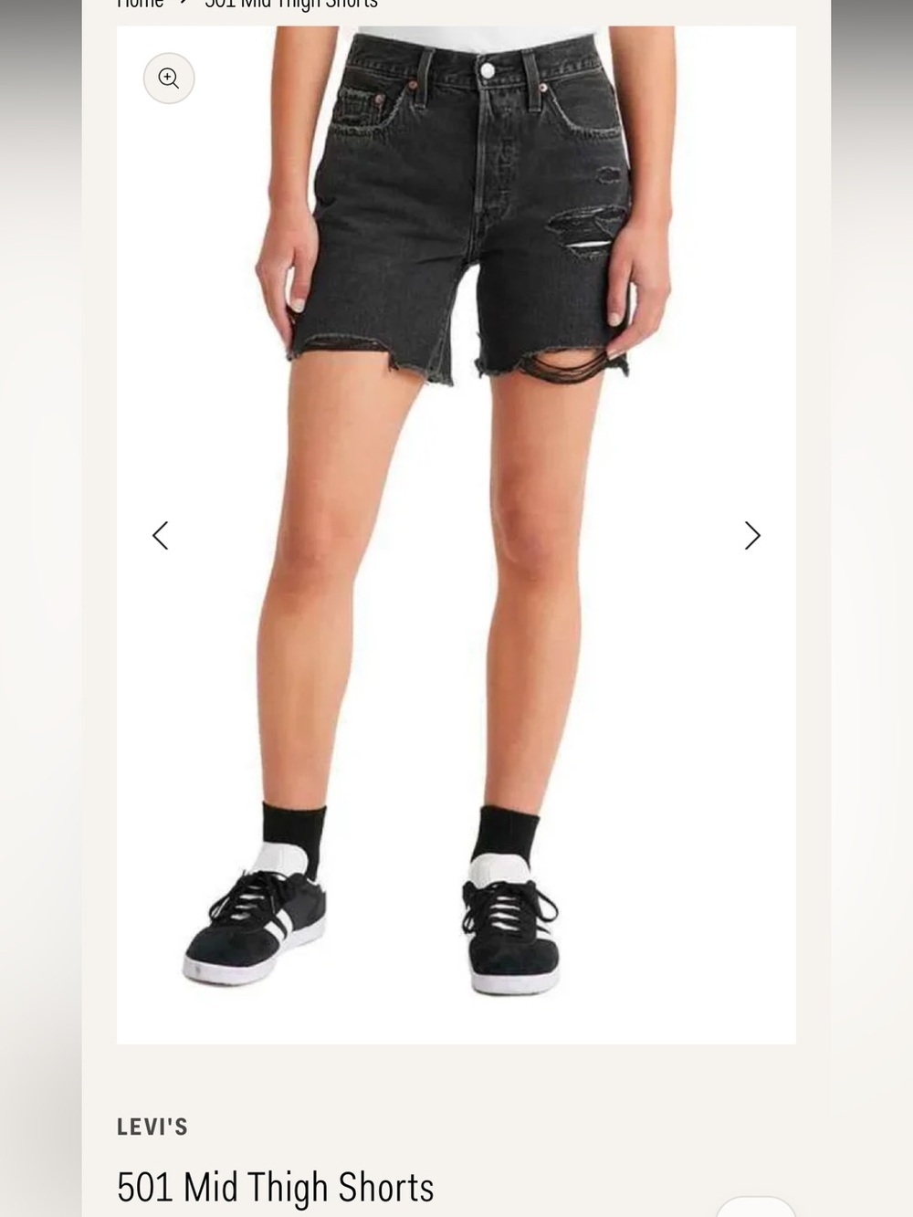 Levi's Black Distressed mid thigh Jean Shorts sz31